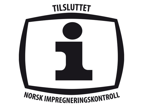 Logo for norsk Impregneringskontroll som er formet som en stor i