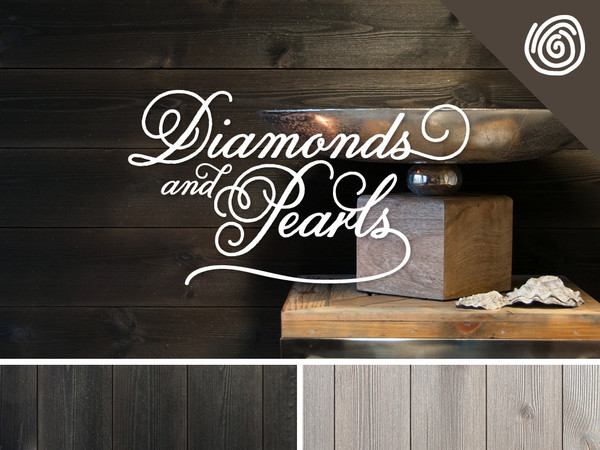 Hjerteformet logo til panelkolleksjonen "Diamonds and Pearls"